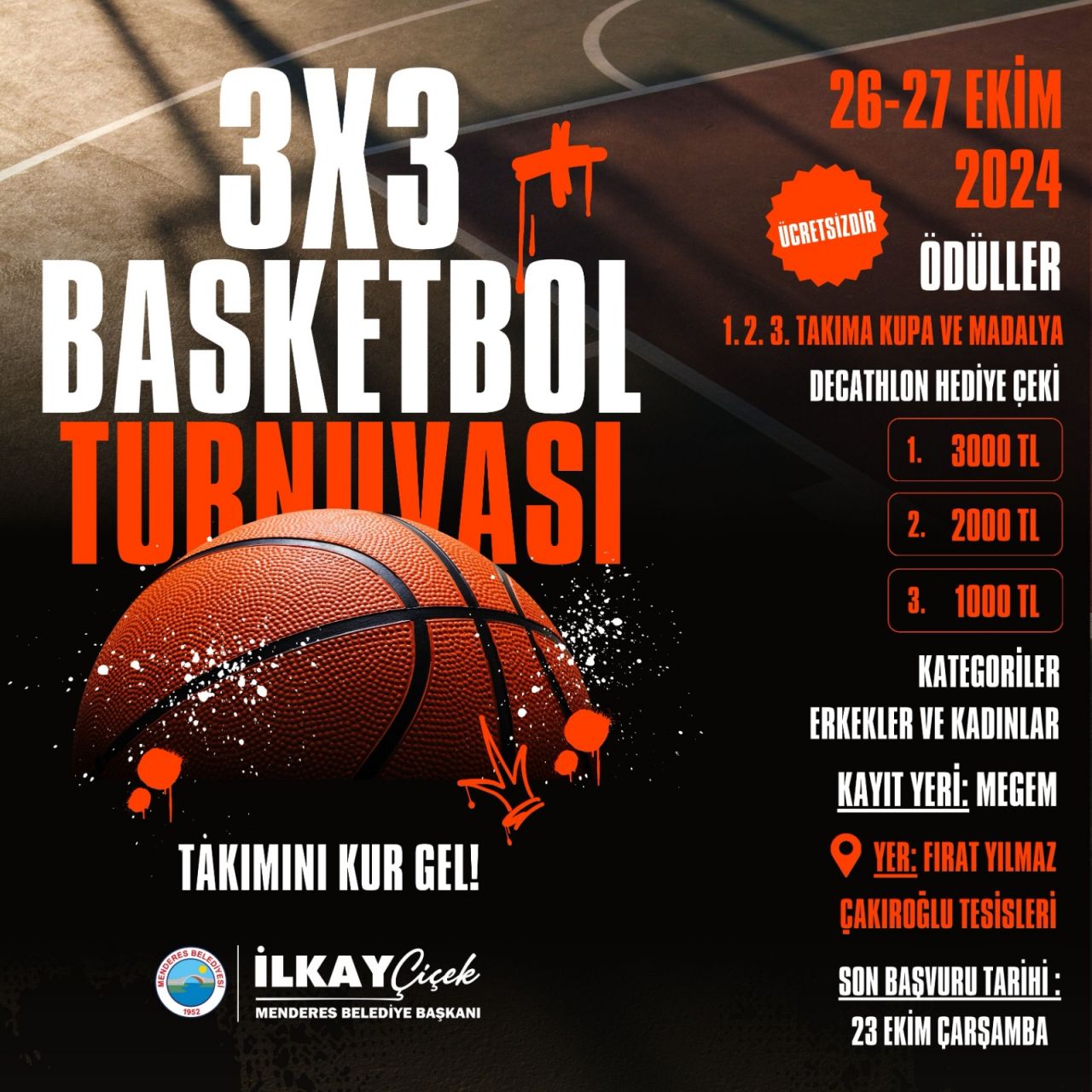 Menderes'te nefes kesen 3x3 Basketbol heyecanı! Büyük ödüller sahiplerini bekliyor
