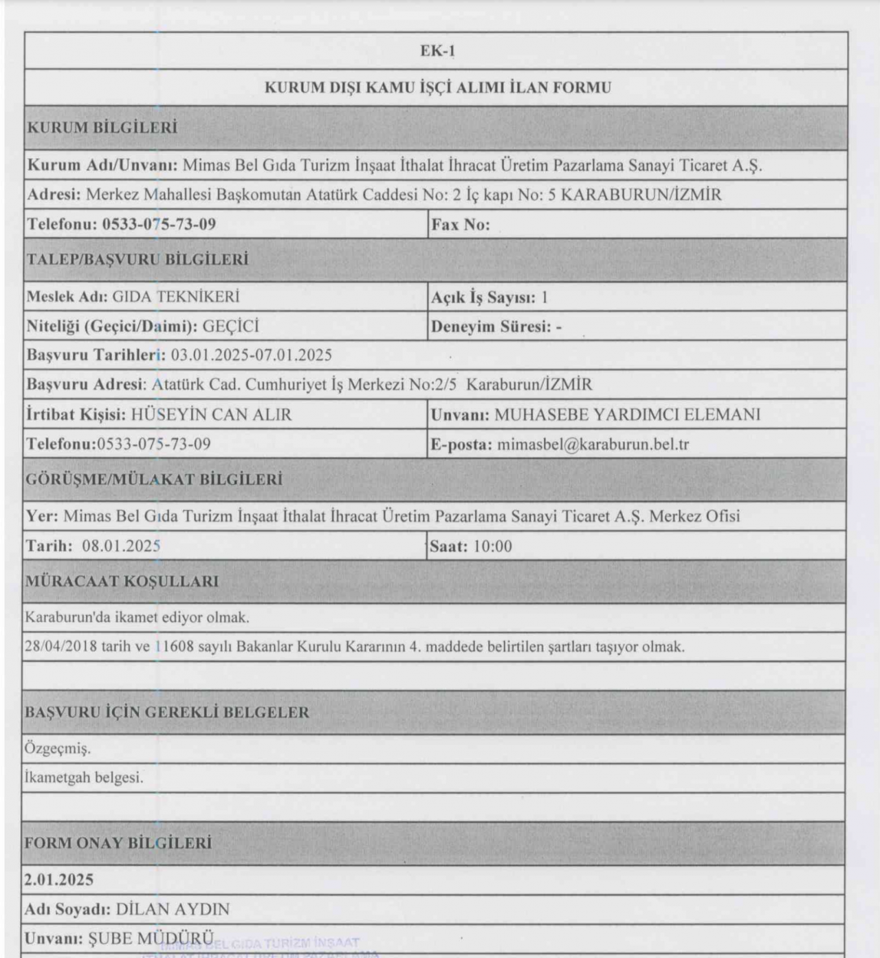 İzmir Karaburun'a personel alımı yapılacak: Kamu kurumunda çalışmak isteyen baksın zaman daralıyor