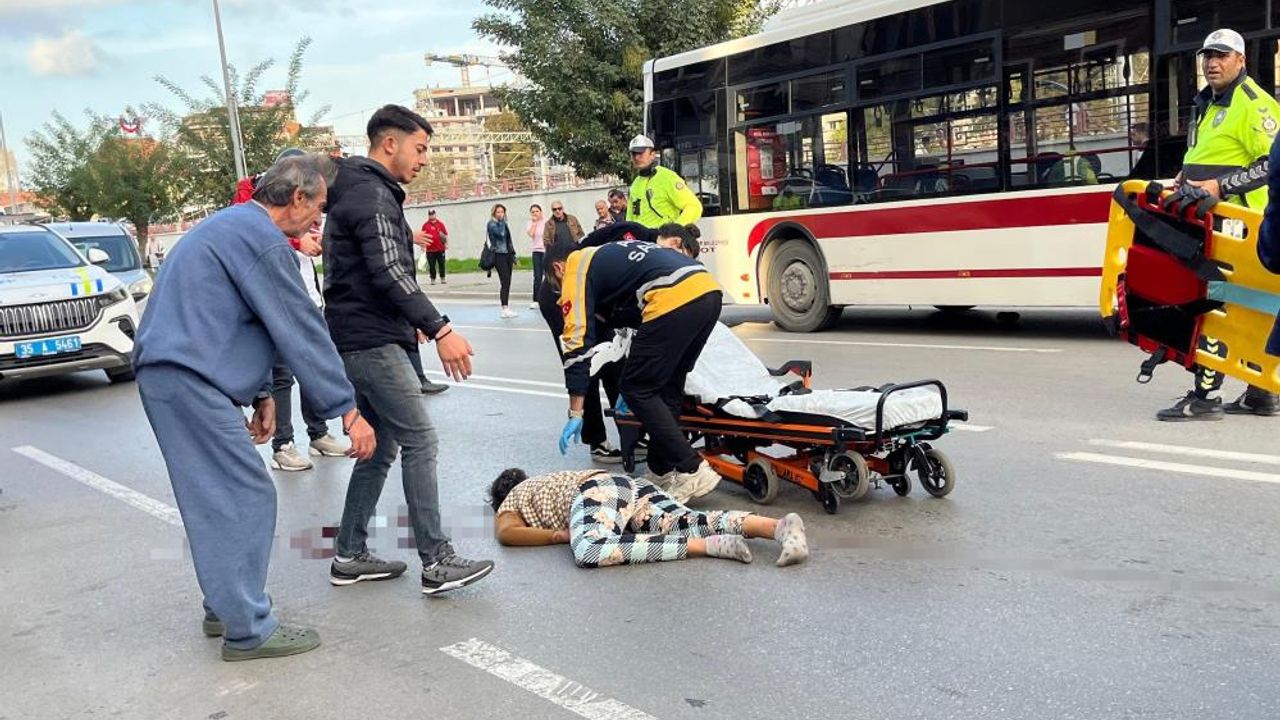 Otobüsün çarptığı kadın ağır yaralandı: İşte o feci kaza anı