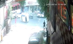 Kaza anı dehşet verici! Otomobil yan yattı, yaya ölümden döndü