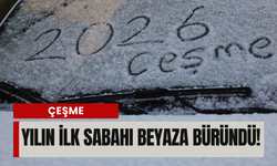 Çeşme’de yeni yılın ilk gününde kar sürprizi