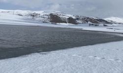 Patnos Barajı’nda kartpostallık kış manzarası