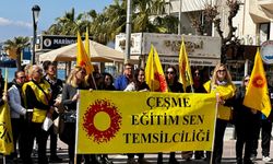 Çeşme’de öğretmenler şiddete karşı iş bıraktı