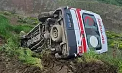 Hasta almaya giden ambulans şarampole devrildi!