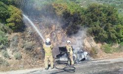 Karaburun'da alev alan otomobil ormanı yakıyordu!
