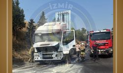 Otoyolda çekici yangını: Bornova istikametinde trafik yoğunluğu