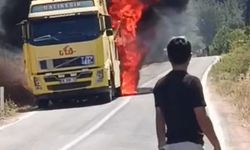 Sındırgı’da kamyon yangını ormana yayıldı