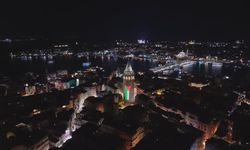 Galata Kulesi Filistin renklerine büründü