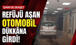 İzmir’de kontrolden çıkan otomobil mağazaya girdi!