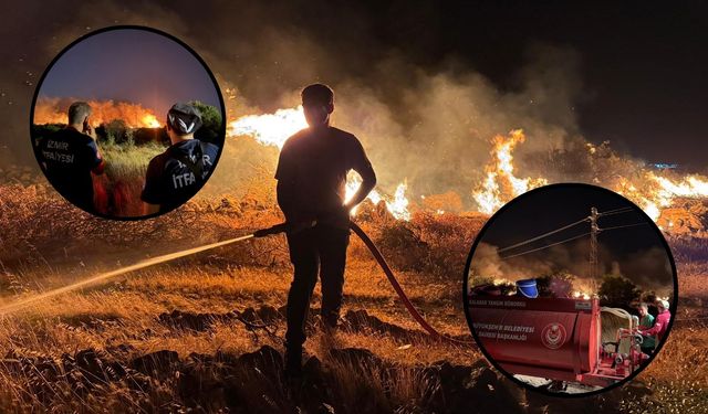 Buca’dan Gaziemir’e yayılan yangına İzmir itfaiyesi siper oldu