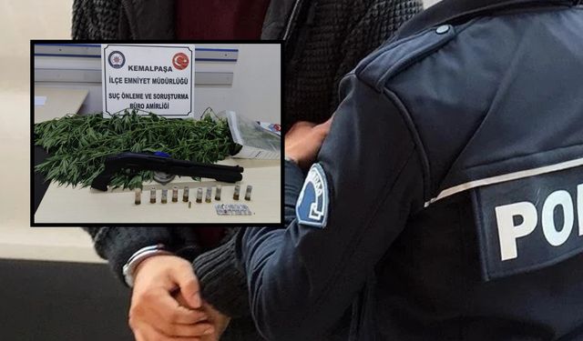 İzmir’de firari suçüstü yakalandı! Evde silah, bahçede kenevir