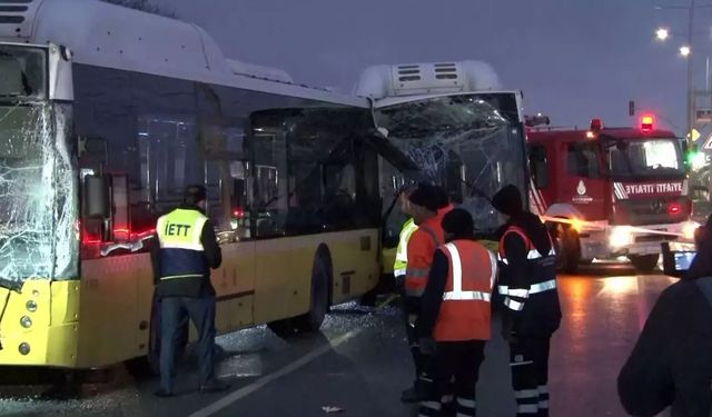 Başakşehir'de zincirleme otobüs kazası! 3 İETT aracı birbirine girdi