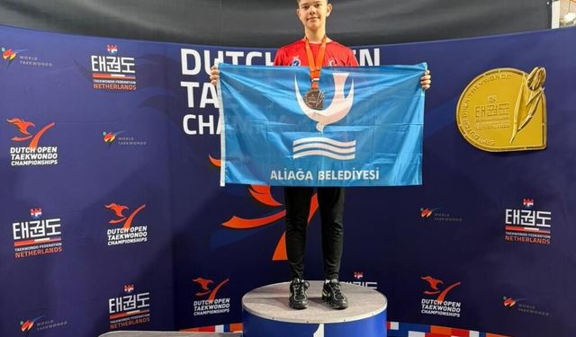 Aliağa’nın gururu: Emirhan Okmar Hollanda’da gümüş madalya kazandı