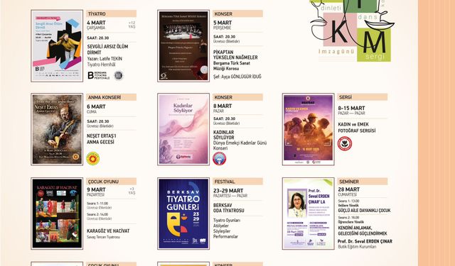 Bergama kültür merkezi mart ayında sanatla dolu