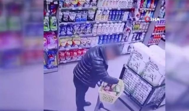 Zincir markette pes dedirten hırsızlık: Şişeleri pantolonuna sakladı