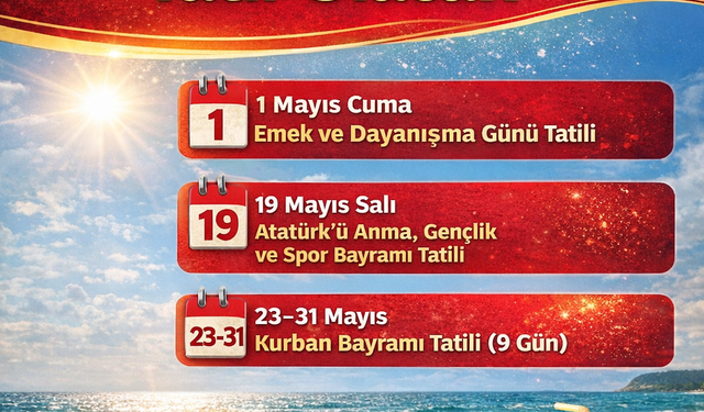 Tatil planı yapacaklar dikkat: Mayıs ayının yarısı tatil olacak!