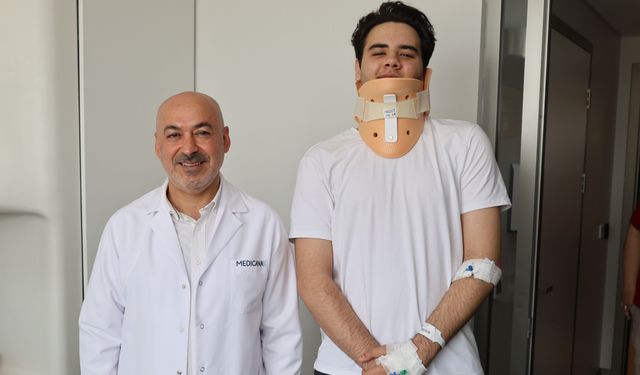 Boyun tümörü ameliyatı sonrası doğum gününü kutladı