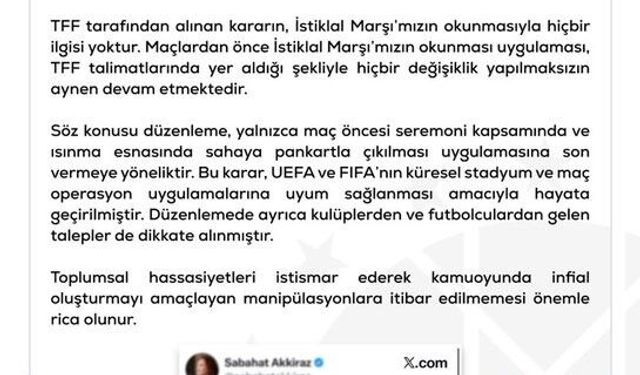 Maçlarda İstiklal Marşı okunmayacak mı? Resmi açıklama geldi