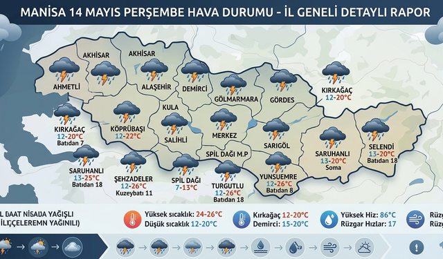 Manisa'da sağanak yağış kapıda: 14 Mayıs Perşembe hava durumu