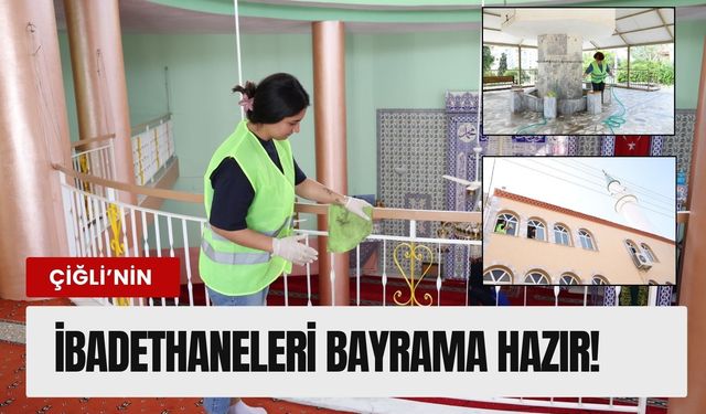 Bayram öncesi Çiğli’de camilerde yoğun temizlik mesaisi