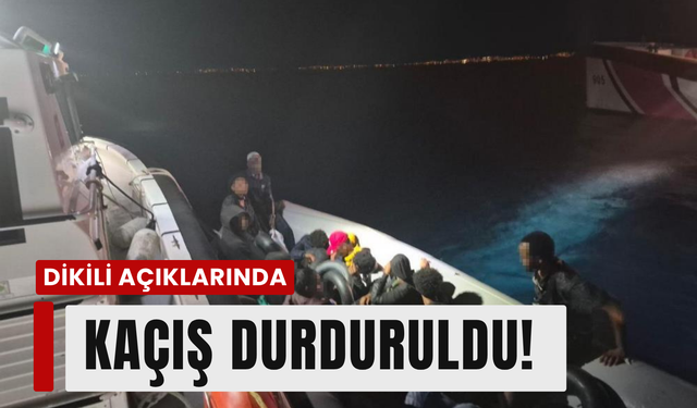 Dikili açıklarında lastik bot operasyonu: 14 düzensiz göçmen yakalandı!