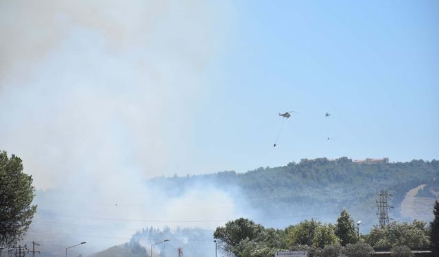 Buca otoban kenarında yangın