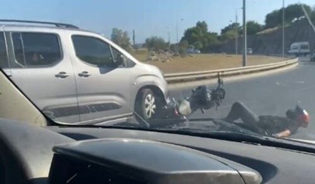 Konak'ta pes dedirten olay! Motosikletliyi takip edip kasten çarptı!