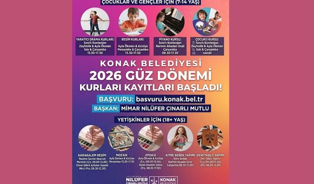 Konak Belediyesi 2026 Güz dönemi kursları için kayıtlar başladı