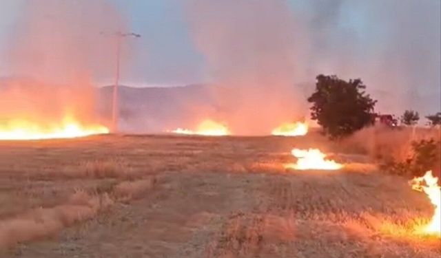 Konya’da anız yangınları geceyi alevlere teslim etti