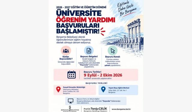 Bergama Belediyesi’nden üniversitelilere öğrenim yardımı desteği