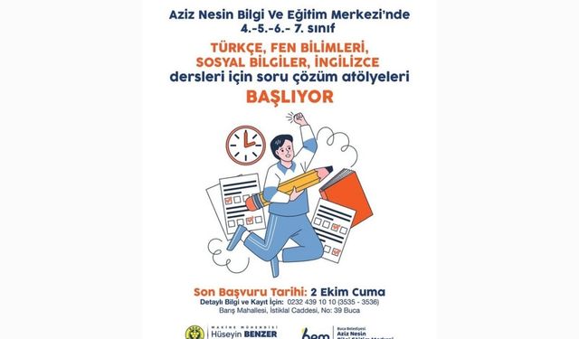 Aziz Nesin Bilgi ve Eğitim Merkezi'nde soru çözüm atölyeleri başlıyor