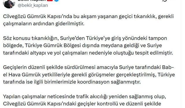 Cilvegözü Gümrük Kapısı’nda geçişler yeniden düzenli