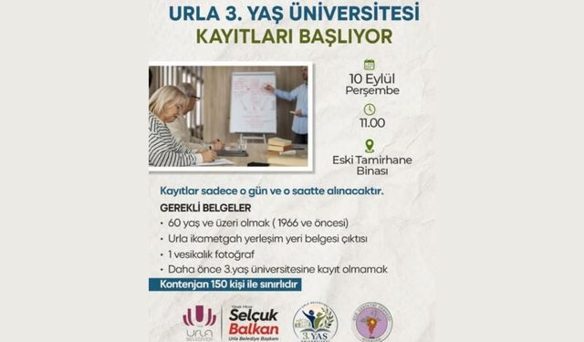 Urla 3. Yaş üniversitesi kayıtları başlıyor
