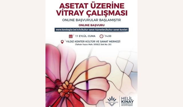 Karabağlar’da sanatseverler için asetat üzerine vitray çalışması