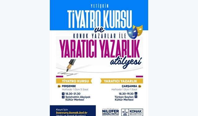 Konak Belediyesi’nden tiyatro kursu ve yaratıcı yazarlık atölyesi