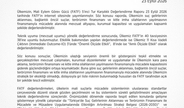 MASAK: Türkiye FATF’ın 40 tavsiyesinin 38’ine uyumlu
