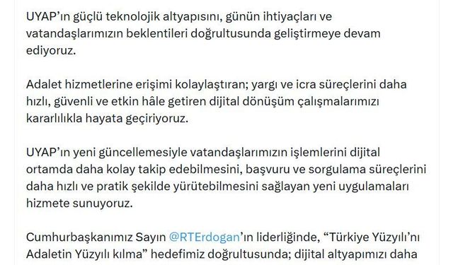 UYAP'ta yeni güncelleme: Yeni dijital uygulamalar hizmete sunuldu