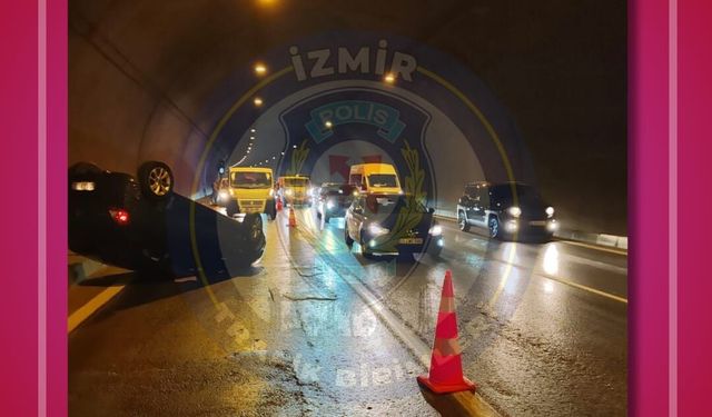 Bayraklı Tüneli’nde kaza: Sağ şerit trafiğe kapandı