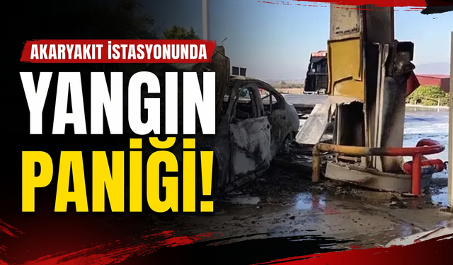 Kınık’ta korkutan kaza! Otomobil alev alev yandı!