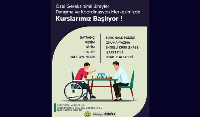 Buca’da özel gereksinimli bireylere ücretsiz kurs desteği