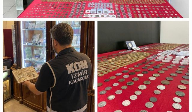 İzmir’de iş yerine operasyon: 672 sikke ele geçirildi