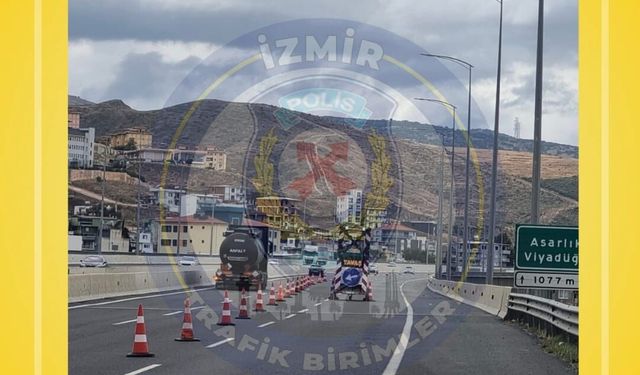 İzmir istikametinde Asarlık Viyadüğü’nde asfalt çalışması