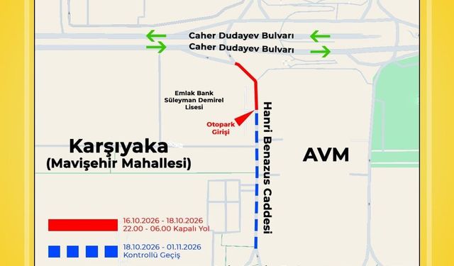 Mavişehir’de trafik düzenlemesi: Hanri Benazus Caddesi kapanacak