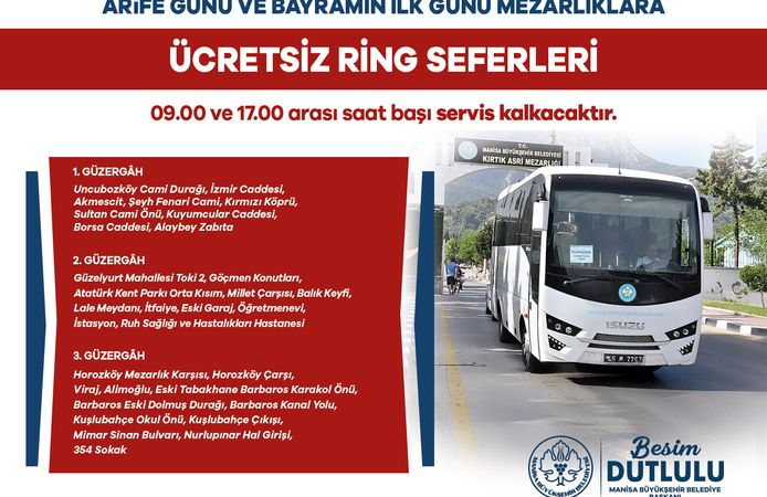 Manisa’da bayram öncesi mezarlıklara ücretsiz ulaşım hizmeti