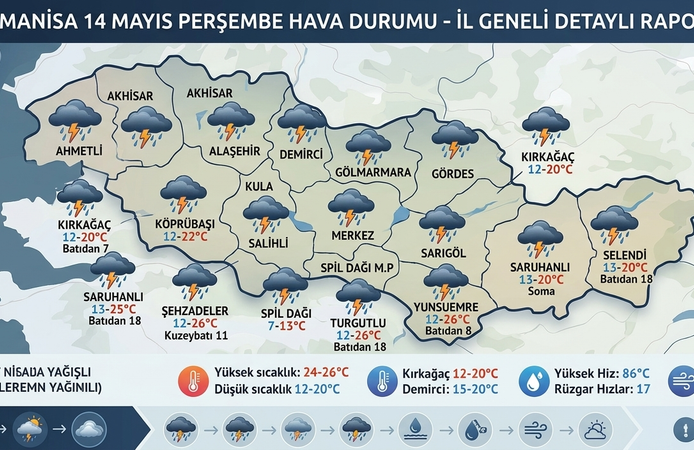 Manisa'da sağanak yağış kapıda: 14 Mayıs Perşembe hava durumu