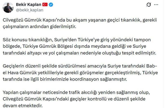 Cilvegözü Gümrük Kapısı’nda geçişler yeniden düzenli