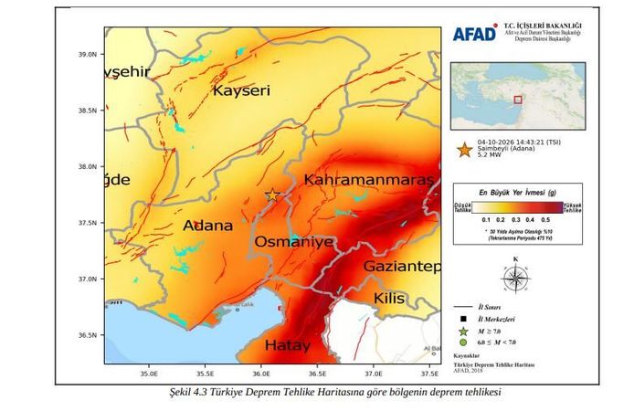 AFAD’dan Adana depremi için ön değerlendirme raporu