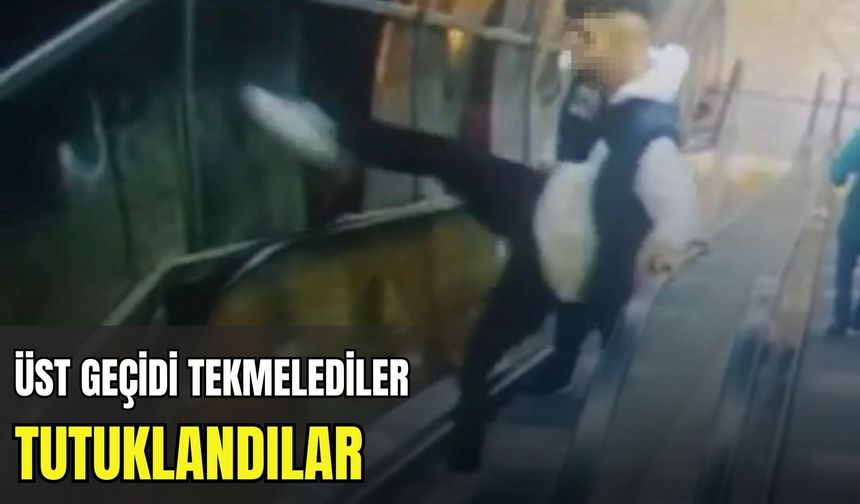 Menemen’de üst geçidi parçalayan gençlerden ikisi tutuklandı