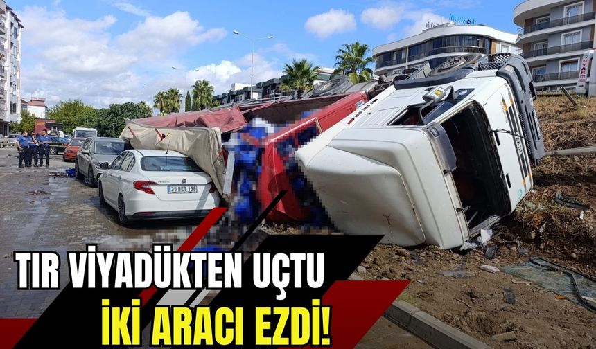 Torbalı’da feci kaza: Tır viyadükten uçtu, 2 araç ezildi