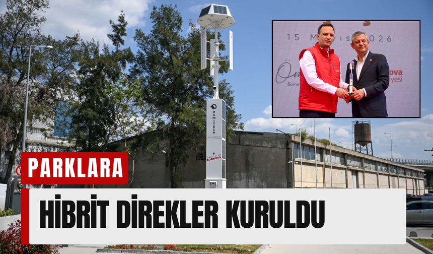 Bornova’da parklara hibrit direkler kuruldu